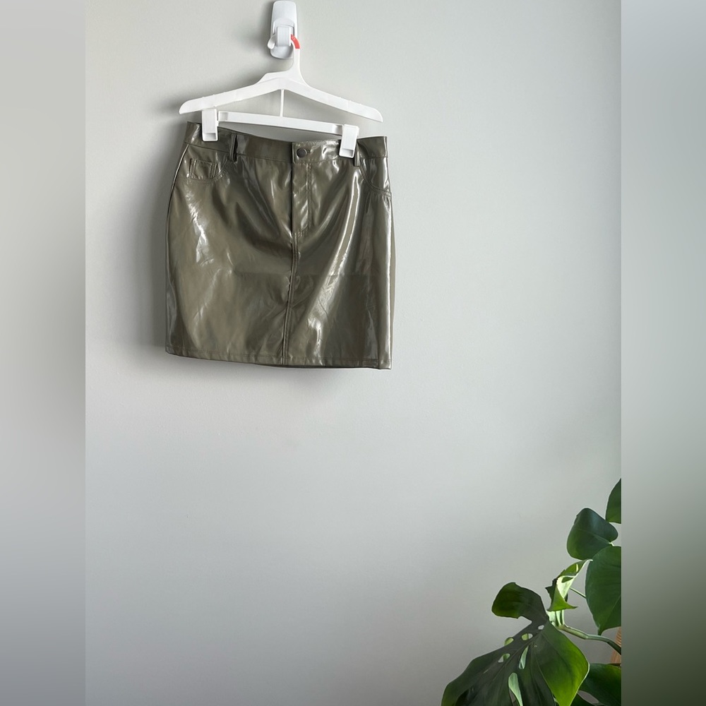 Vinyl Moss Green Mini Skirt